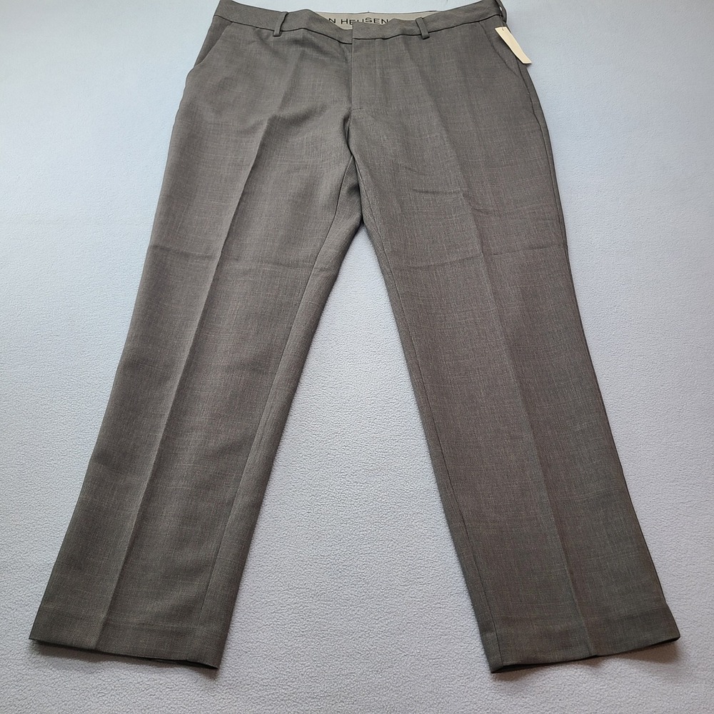 Van Heusen Dress Pants Mens 38x30 Grey NEW Flex Slim Fit Flat Front Trousers